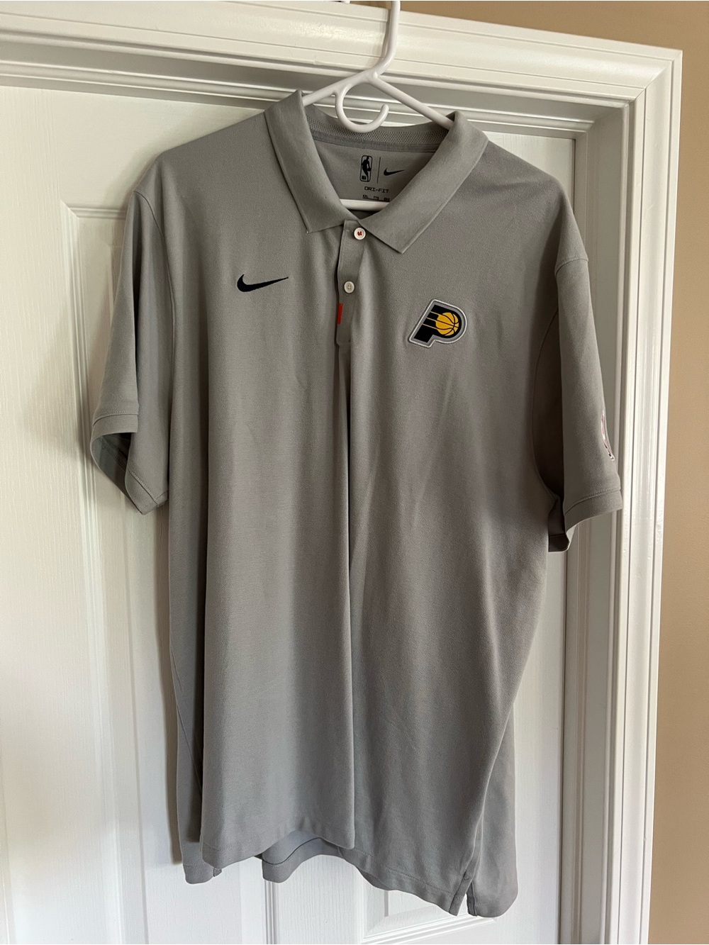 Nike Gray Indiana Pacers Polo Shirt with Black Swoosh